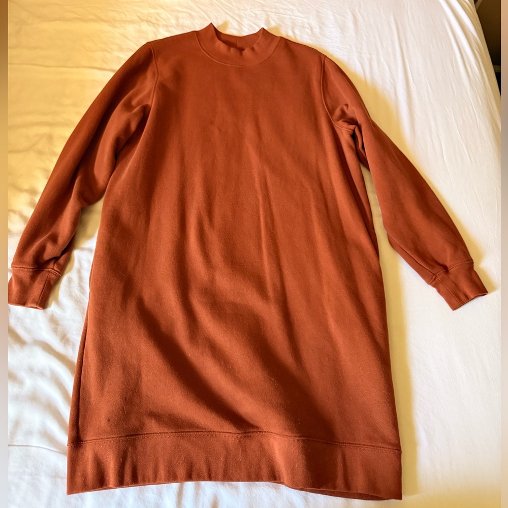 Gap Rust Orange Mock Neck Long Sleeve Sweatshirt Dress w/ pockets